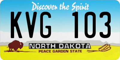 ND license plate KVG103