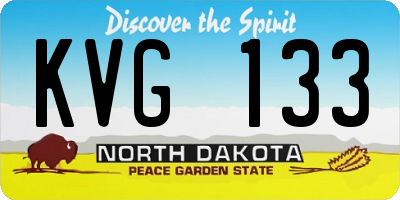ND license plate KVG133