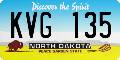 ND license plate KVG135
