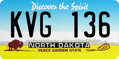 ND license plate KVG136