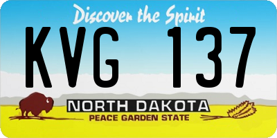 ND license plate KVG137
