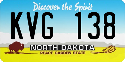 ND license plate KVG138