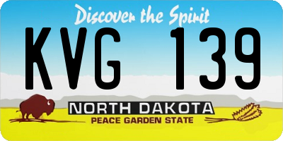 ND license plate KVG139