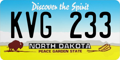 ND license plate KVG233