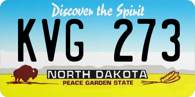 ND license plate KVG273