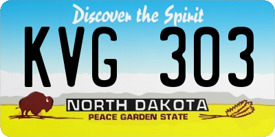 ND license plate KVG303