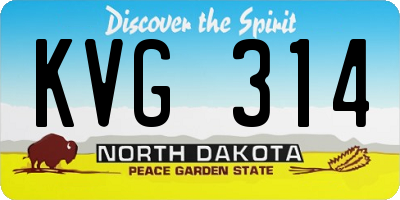 ND license plate KVG314