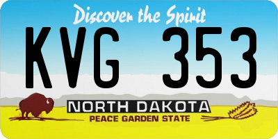 ND license plate KVG353