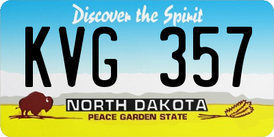 ND license plate KVG357