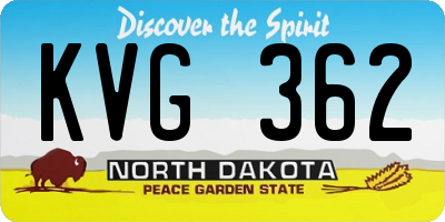 ND license plate KVG362
