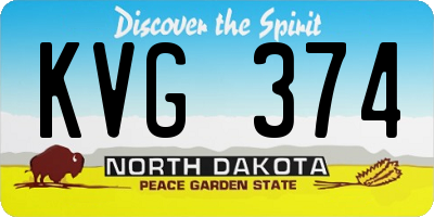 ND license plate KVG374
