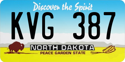 ND license plate KVG387