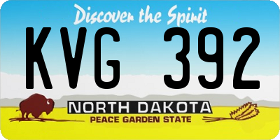 ND license plate KVG392