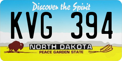 ND license plate KVG394