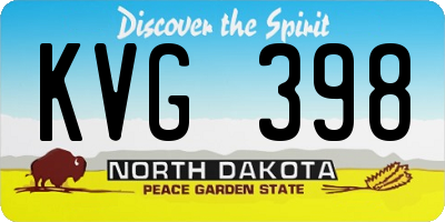 ND license plate KVG398