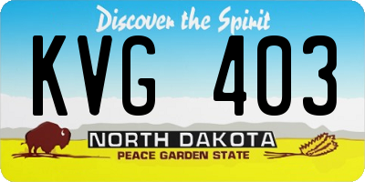 ND license plate KVG403