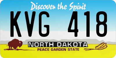 ND license plate KVG418