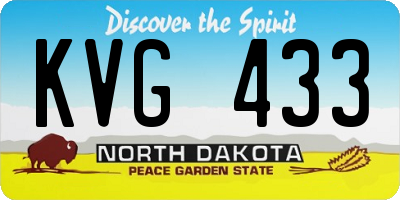 ND license plate KVG433