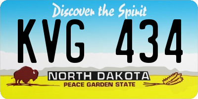 ND license plate KVG434
