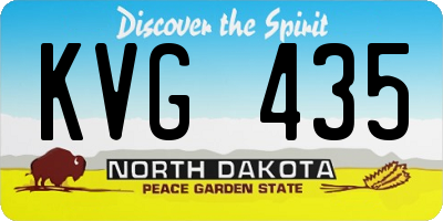 ND license plate KVG435