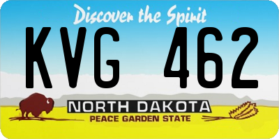 ND license plate KVG462