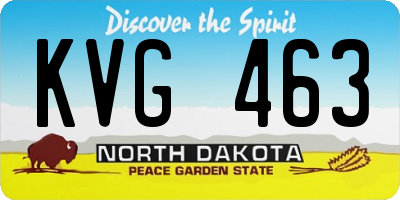 ND license plate KVG463