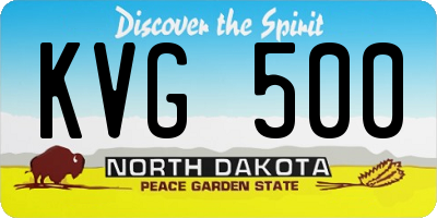 ND license plate KVG500