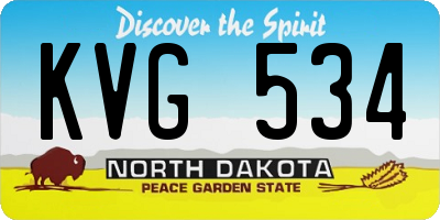 ND license plate KVG534