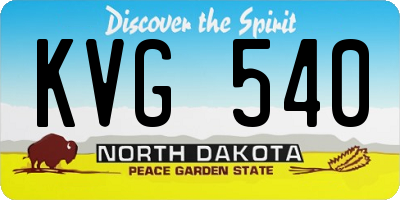 ND license plate KVG540