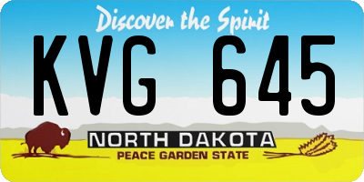 ND license plate KVG645