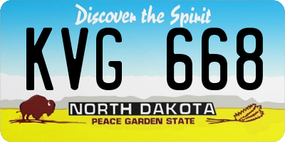 ND license plate KVG668
