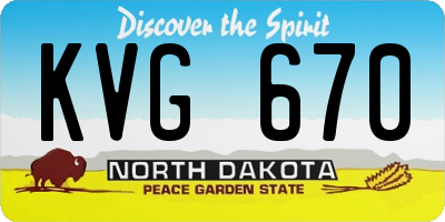 ND license plate KVG670