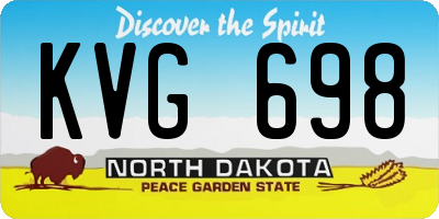 ND license plate KVG698