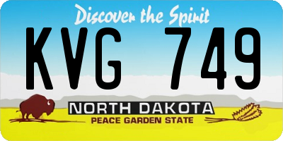 ND license plate KVG749