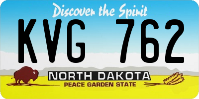ND license plate KVG762