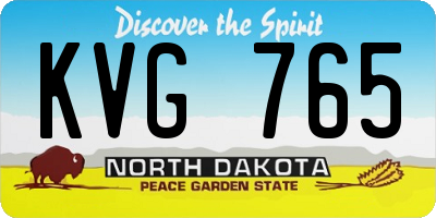 ND license plate KVG765
