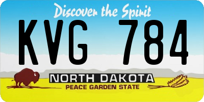 ND license plate KVG784