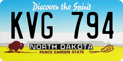 ND license plate KVG794