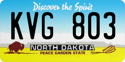 ND license plate KVG803