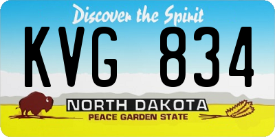 ND license plate KVG834