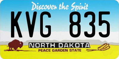 ND license plate KVG835