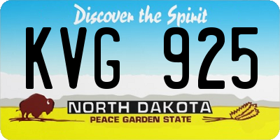 ND license plate KVG925