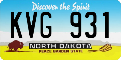 ND license plate KVG931