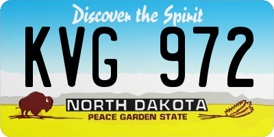 ND license plate KVG972