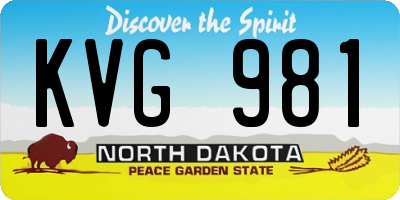 ND license plate KVG981