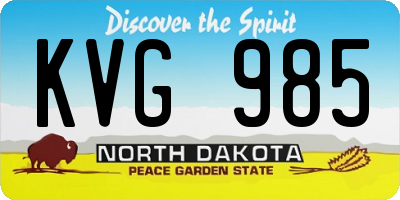 ND license plate KVG985