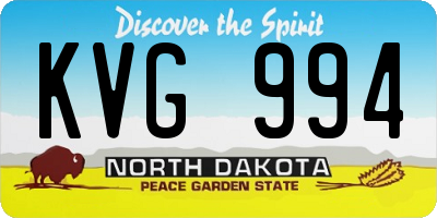 ND license plate KVG994