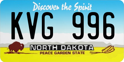 ND license plate KVG996