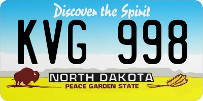 ND license plate KVG998
