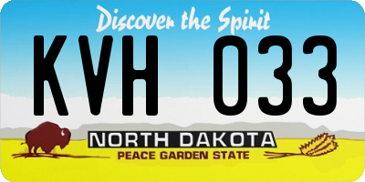ND license plate KVH033